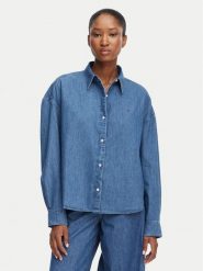 Tommy Hilfiger Koszula jeansowa WW0WW50528 Niebieski Boxy Fit. Niebieskie koszule TOMMY HILFIGER, bez wzorów, z bawełny, bez kołnierzyka, bez ramiączek. Za 409.99 zł.