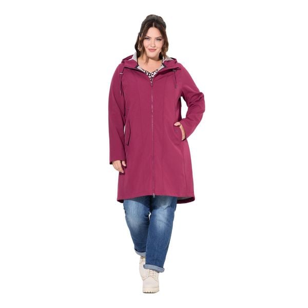 Damskie Długa kurtka softshellowa HYPRAR hydrofobowa kaptur. Czerwone kurtki sportowe Ulla Popken, plus size, bez wzorów, z elastanu, bez kaptura, trekkingowe. Za 633.99 zł.