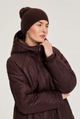 Czapka beanie brązowa. Brązowe czapki MOODO, bez wzorów, z poliamidu. Za 39.99 zł.