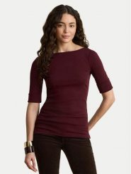 LAUREN RALPH LAUREN Bluzka 200654963196 Bordowy Slim Fit. Czerwone bluzki Lauren Ralph Lauren, s, bez wzorów, z bawełny, bez kołnierzyka, bez ramiączek. Za 289.99 zł.