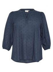 KAFFE curve Bluzka w kolorze granatowym rozmiar: 50. Niebieskie bluzki KAFFE curve, bez wzorów, z bawełny, bez kołnierzyka, bez ramiączek. Za 82.64 zł.