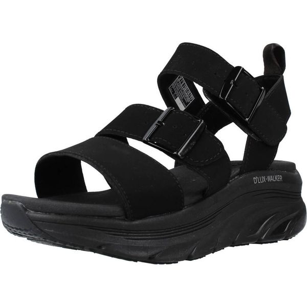 Sandały SKECHERS DLUX WALKER RETRO COSMOS Czarny. Czarne sandały Skechers, bez wzorów, z syntetyku, retro, bez obcasa, bez zapięcia. Za 251.99 zł.