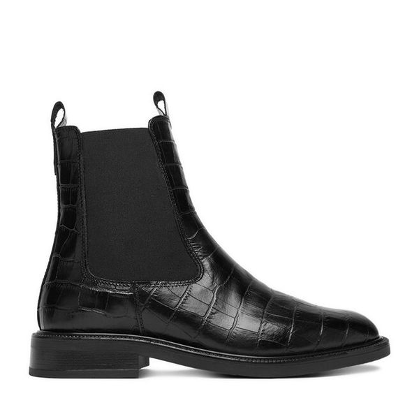 Sztyblety GINO ROSSI. Czarne botki Gino Rossi, bez wzorów, bez obcasa, na płaskiej podeszwie, bez zapięcia. Za 379.99 zł.