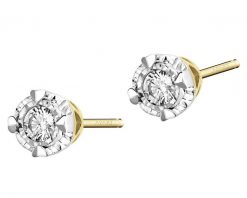 Kolczyki z żółtego i białego złota z brylantami - serca - 0,12 ct - próba 585. Białe kolczyki Apart, z brylantem, złote. Za 1,990.00 zł.
