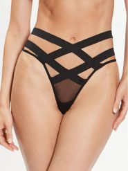Bluebella Stringi Emilia 40247 Czarny. Czarne stringi BlueBella, bez wzorów, z syntetyku. Za 69.99 zł.