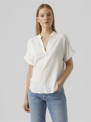 Vero Moda Bluzka w kolorze białym rozmiar: L. Białe bluzki Vero Moda, l, bez wzorów, z wiskozy, klasyczne, bez kołnierzyka, bez ramiączek. Za 79.03 zł.