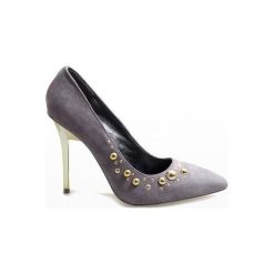 Szare Szpilki DD55P. Szare szpilki ButyModne, bez wzorów, z materiału, bez obcasa, na szpilce, bez zapięcia. Za 69.00 zł.
