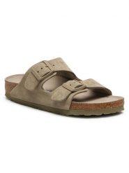 Birkenstock Klapki Arizona BS 1019088 Zielony. Zielone klapki Birkenstock, bez wzorów, ze skóry, bez obcasa. Za 599.99 zł.