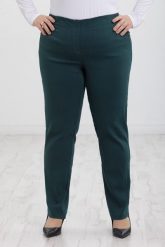 Spodnie Nilda z prostą nogawką wysoki stan w morskim kolorze PLUS SIZE XXL. Zielone spodnie materiałowe Nasi partnerzy, do pracy, plus size, bez wzorów, z elastanu, z podwyższonym stanem, plus size, krótkie. Za 159.90 zł.
