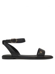 Tommy Hilfiger Sandały Ankle Strap Leather Sandal FW0FW08422 Czarny. Czarne sandały TOMMY HILFIGER, bez wzorów, ze skóry, bez obcasa, na płaskiej podeszwie, bez zapięcia. Za 289.99 zł.