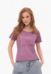 Fioletowy t-shirt z nadrukiem T-PEPI. Fioletowe t-shirty Volcano, m, bez wzorów, z bawełny, bez kołnierzyka, bez ramiączek. Za 59.99 zł.
