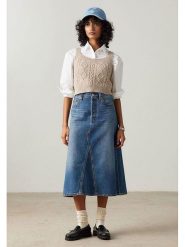 Levi's Spódnica dżinsowa w kolorze niebieskim rozmiar: W30. Niebieskie spódnice Levi's®, s, z aplikacjami, z bawełny, klasyczne, midi. Za 167.95 zł.