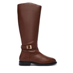 Kozaki Tommy Hilfiger. Brązowe kozaki TOMMY HILFIGER, bez obcasa, bez zapięcia. Za 949.99 zł.