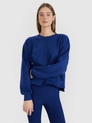 4F Bluza dresowa oversize nierozpinana bez kaptura damska - granatowa S. Niebieskie bluzy 4f, s, bez wzorów, z bawełny, bez kaptura. Za 79.99 zł.