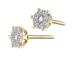 Kolczyki z żółtego i białego złota z brylantami - 0,25 ct - próba 585. Białe kolczyki Apart, z brylantem, złote. Za 3,390.00 zł.