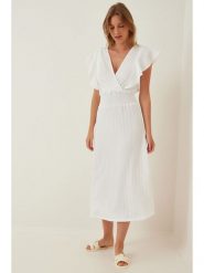Happiness Istanbul Sukienka w kolorze białym rozmiar: 38. Białe sukienki Happiness Istanbul, bez wzorów, bez kołnierzyka, bez ramiączek, maxi. Za 61.17 zł.
