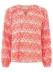 Zwillingsherz Bluzka "Joyful" w kolorze czerwono-jasnoróżowym rozmiar: S/M. Czerwone bluzki Zwillingsherz, m, bez wzorów, z wiskozy, bez kołnierzyka, bez ramiączek. Za 104.39 zł.