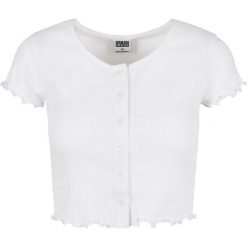 Koszulka damska Urban Classics cropped button up rib. Białe koszulki sportowe Urban Classics, bez wzorów, prążkowane, bez ramiączek. Za 145.00 zł.