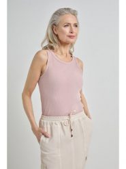 Josephine & Co Top "Doutzen" w kolorze szaroróżowym rozmiar: XS. Różowe topy Josephine & Co, xs, bez wzorów, prążkowane, bez kołnierzyka, bez ramiączek. Za 100.99 zł.