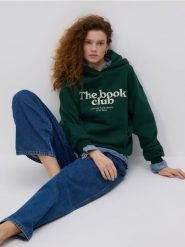 Bluza z nadrukiem - ciemnozielony. Zielone bluzy Reserved, l, bez wzorów, z bawełny, bez kaptura. Za 129.99 zł.