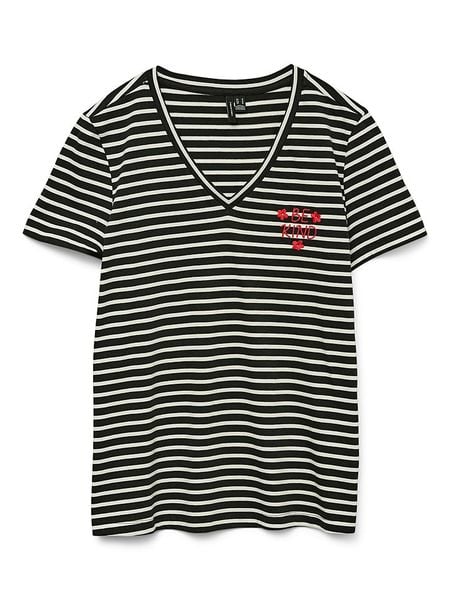 Vero Moda Koszulka w kolorze czarnym rozmiar: L. Czarne bluzki Vero Moda, l, bez wzorów, z bawełny, bez kołnierzyka, bez ramiączek. Za 43.68 zł.