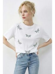 Bianco Lucci Koszulka w kolorze białym rozmiar: L. Białe bluzki Bianco Lucci, l, bez wzorów, z bawełny, bez kołnierzyka, bez ramiączek. Za 88.45 zł.