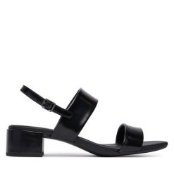 Sandały ECCO. Czarne sandały ecco, bez wzorów, bez obcasa, na słupku, bez zapięcia. Za 569.99 zł.