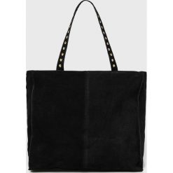 Answear - Torebka skórzana. Zielone shopper ANSWEAR, bez wzorów, z materiału, casualowe, na ramię, duże, zamszowe, bez dodatków. Za 299.90 zł.