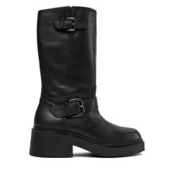 Botki Bronx. Czarne botki Bronx, bez wzorów, bez obcasa, na słupku, bez zapięcia. Za 499.99 zł.