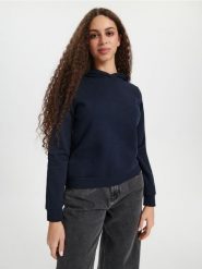 Bluza hoodie basic - granatowy. Niebieskie bluzy Sinsay, l, bez wzorów, bez kaptura. Za 35.99 zł.