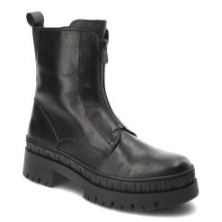 Czarne Botki Marco Tozzi Modne Skórzane Ocieplane Buty Damskie. Czarne botki Marco Tozzi, bez wzorów, ze skóry, bez obcasa, na płaskiej podeszwie, bez zapięcia. Za 489.00 zł.