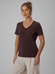 4F T-shirt regular gładki damski - brązowy S. Brązowe t-shirty 4f, s, bez wzorów, z bawełny, bez kołnierzyka, bez ramiączek. Za 59.99 zł.