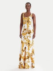 Versace Jeans Couture Sukienka codzienna 80HAO970 JS550 Biały Slim Fit. Białe sukienki Versace Jeans Couture, na co dzień, bez wzorów, z bawełny, bez kołnierzyka, bez ramiączek, proste. Za 1,809.00 zł.