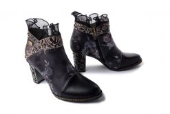 LAURA VITA 0006302 Ledao 11 noir, botki damskie. Czarne botki Laura Vita, na zimę, w ażurowe wzory, z polaru, bez obcasa, na obcasie, bez zapięcia. Za 544.90 zł.