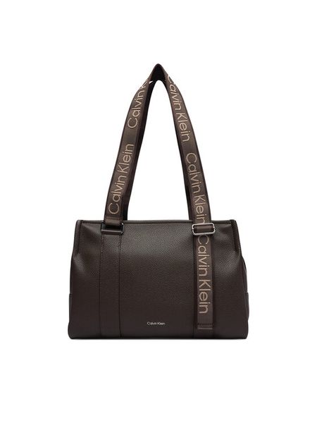 Calvin Klein Torebka Webbing Adj Strap Tote LV04F3644G Brązowy. Brązowe torebki klasyczne Calvin Klein, bez wzorów, ze skóry, bez dodatków. Za 603.99 zł.
