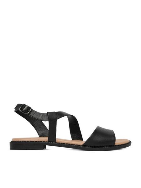 Lasocki Sandały CEO-EST-FIONA-33 Czarny. Czarne sandały Lasocki, bez wzorów, ze skóry, bez obcasa, na płaskiej podeszwie, bez zapięcia. Za 139.99 zł.