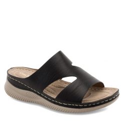 Klapki Clara Barson. Czarne klapki Clara Barson, bez wzorów, bez obcasa. Za 53.99 zł.