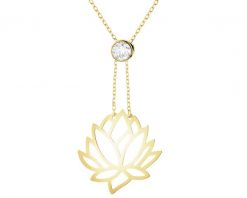 Złoty naszyjnik z cyrkonią - kwiat lotosu. Żółte naszyjniki Apart, z cyrkonią, złote. Za 1,179.00 zł.