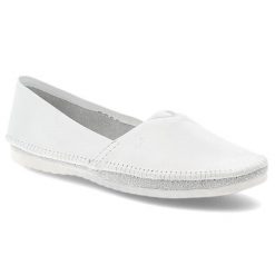 Białe Baleriny Maciejka Wsuwane Skórzane Obuwie Damskie. Białe półbuty wsuwane Maciejka, na lato, bez wzorów, z jeansu, eleganckie, bez obcasa, bez zapięcia. Za 239.00 zł.