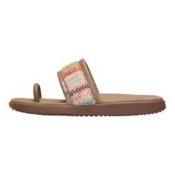 HeyDude Damskie Klapki Maui Breeze Toe Loop. Brązowe klapki Hey Dude, bez wzorów, z materiału, bez obcasa. Za 199.00 zł.