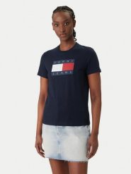 Tommy Jeans T-Shirt Flag DW0DW22562 Granatowy Regular Fit. Niebieskie t-shirty Tommy Jeans, xl, bez wzorów, z bawełny, bez kołnierzyka, bez ramiączek. Za 149.99 zł.