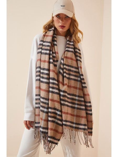 Happiness Istanbul Szal w kolorze karmelowo-czarnym rozmiar: onesize. Brązowe szaliki Happiness Istanbul, bez wzorów, z materiału. Za 100.04 zł.