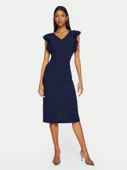 Vila Sukienka koktajlowa Clara 14100344 Granatowy Slim Fit. Niebieskie sukienki Vila, l, bez wzorów, z syntetyku, wizytowe, bez kołnierzyka, bez ramiączek. Za 109.99 zł.
