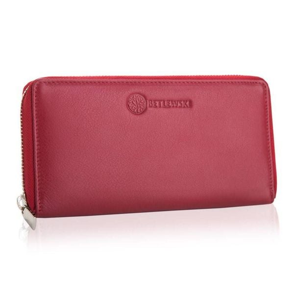 Portfel skórzany BETLEWSKI czerwony BPD-SS-21. Czerwone portfele Betlewski, bez wzorów, ze skóry. Za 139.00 zł.