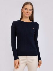 SIR RAYMOND TAILOR Sweter "Athena" w kolorze granatowym rozmiar: XL. Niebieskie swetry Sir Raymond Tailor, xl, z aplikacjami, z bawełny, bez ramiączek. Za 131.43 zł.
