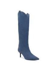 Nine West Kowbojki ZARIYA 909001D Niebieski. Niebieskie kozaki Nine West, z materiału, bez obcasa, na szpilce, bez zapięcia. Za 329.99 zł.