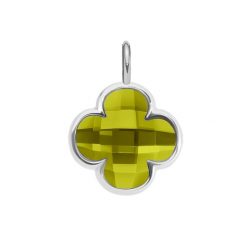 Zawieszka Mini Icons koniczyna z oliwkowym kryształem, posrebrzana. Zielone bransoletki Lilou, posrebrzane. Za 99.00 zł.