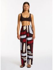 Jets Spodnie w kolorze bordowo-błękitno-kremowym rozmiar: S. Czerwone spodnie materiałowe Jets, s, bez wzorów, z materiału, z podwyższonym stanem. Za 240.99 zł.