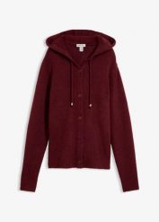 Sweter rozpinany z kapturem. Żółte kardigany bonprix, bez wzorów. Za 129.99 zł.