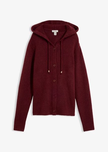 Sweter rozpinany z kapturem. Żółte kardigany bonprix, bez wzorów. Za 129.99 zł.